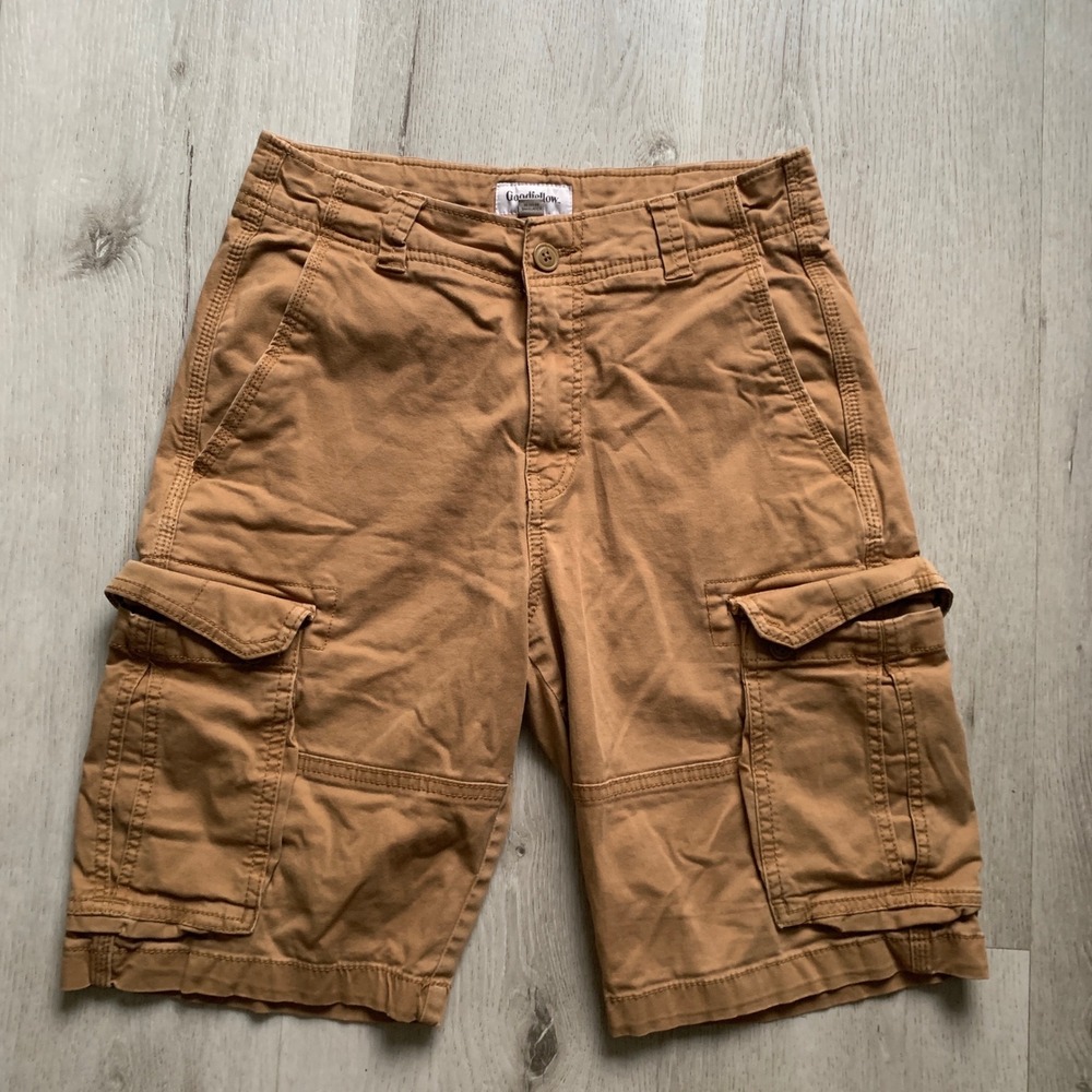 Goodfellow & Co Mens Cargo Shorts 28 Camel Brown Utility Gorpcore Cotton Twill